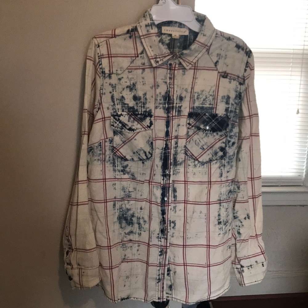 NWOT Lovestitch Plaid Long Sleeve Jean Shirt